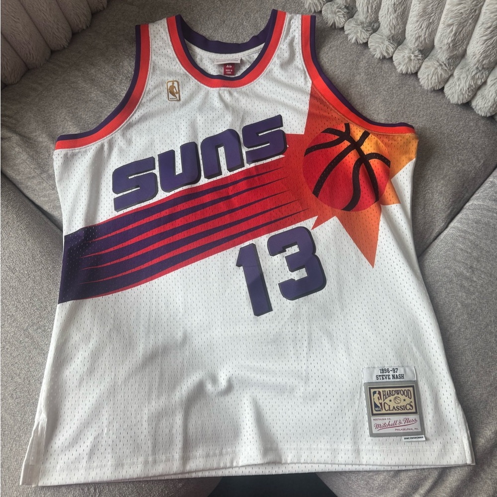 Mitchell & Ness Suns Steve Nash White and Purple Jersey
